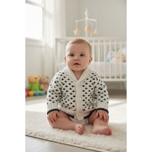 BabyGap Baby Boy Shawl Collar‎ Birdseye Cardigan Sweater Infants 3 mo old money